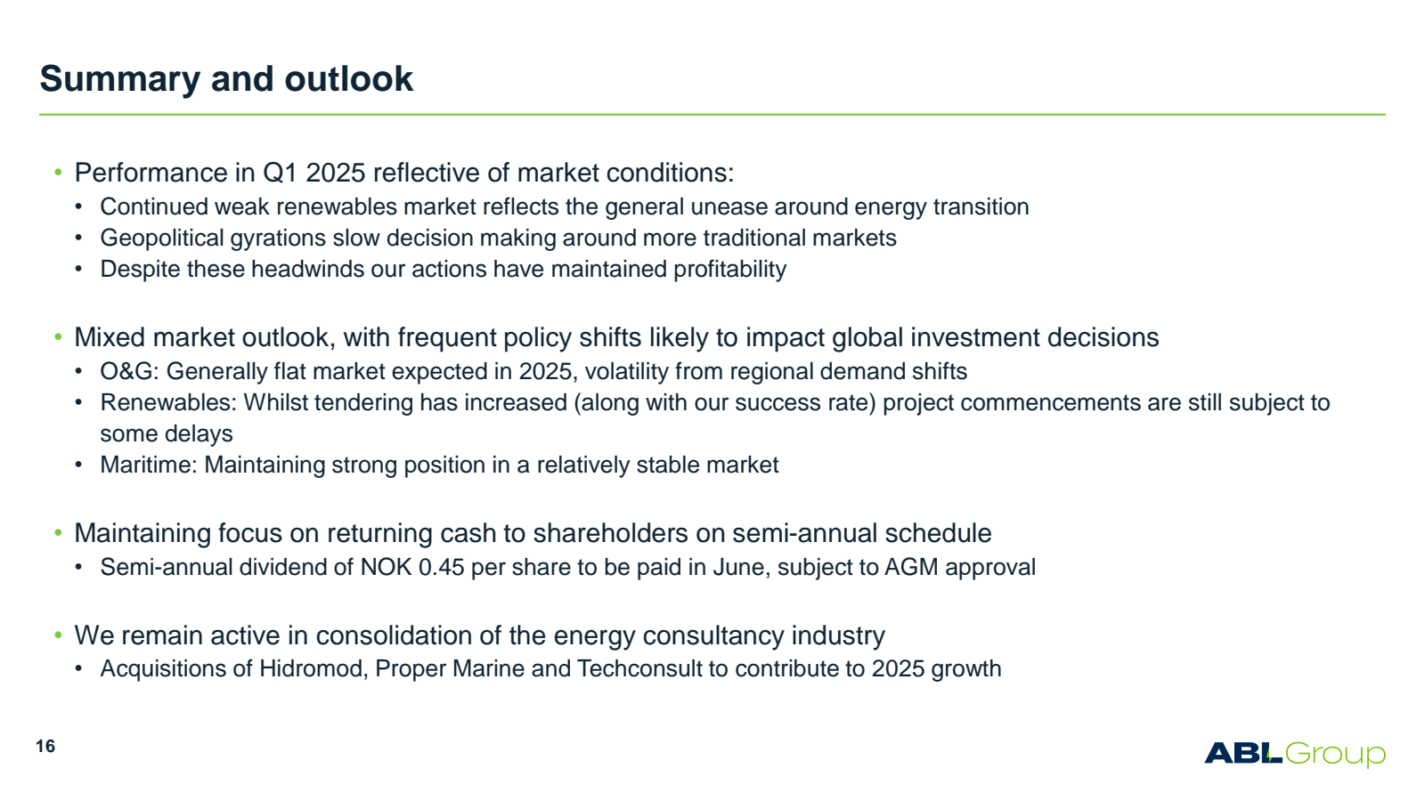 Summary and outlook 