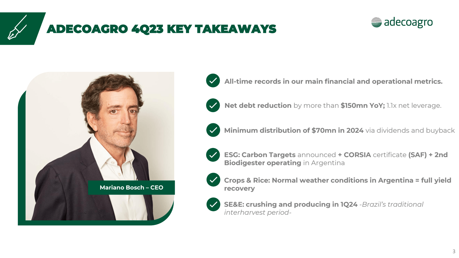 ADECOAGRO 4Q23 KEY T