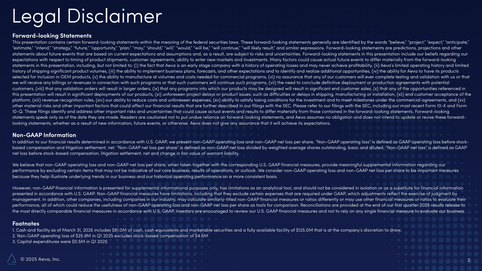 Legal Disclaimer 
Fo