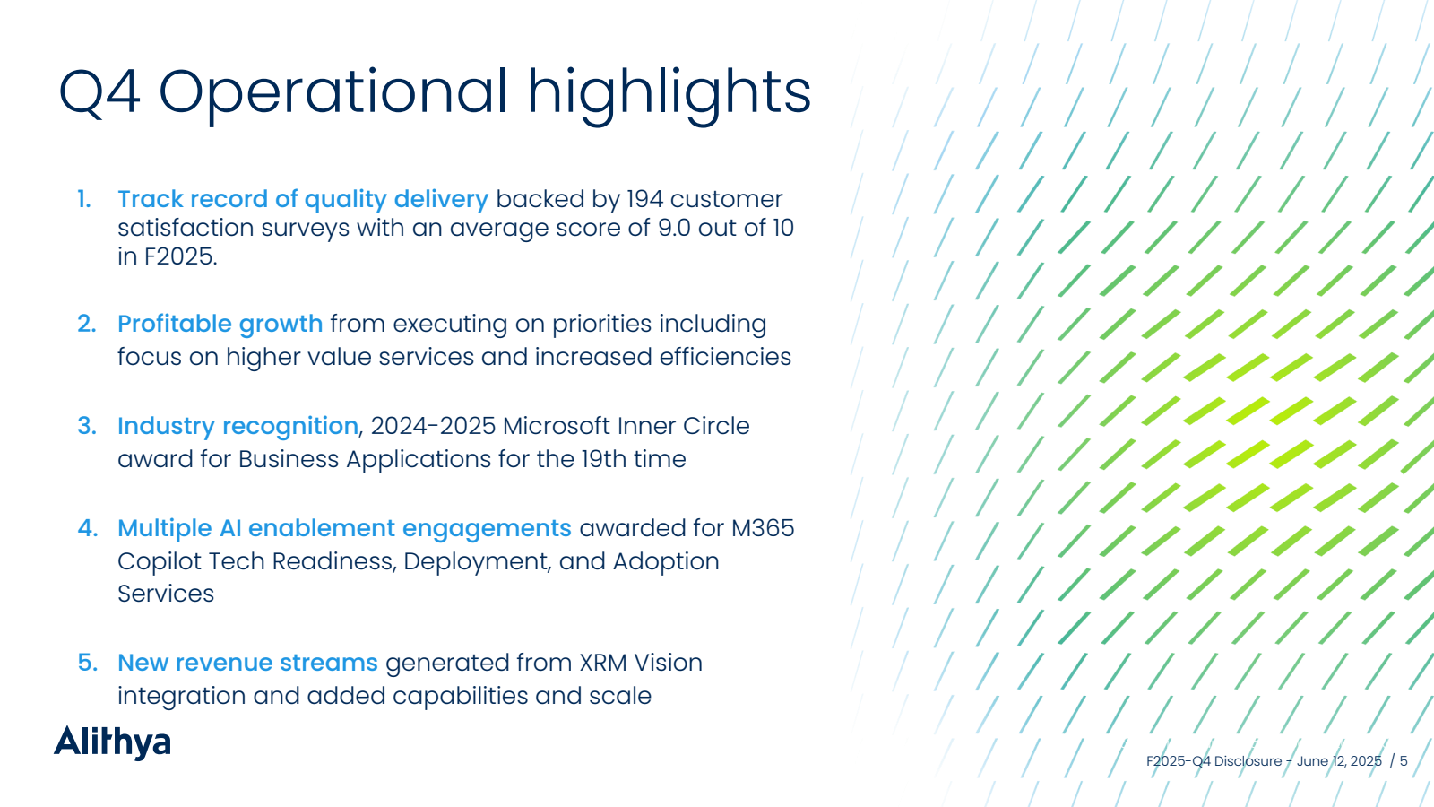 Q4 Operational highl