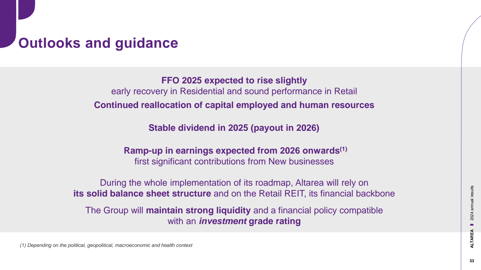 Outlooks and guidanc