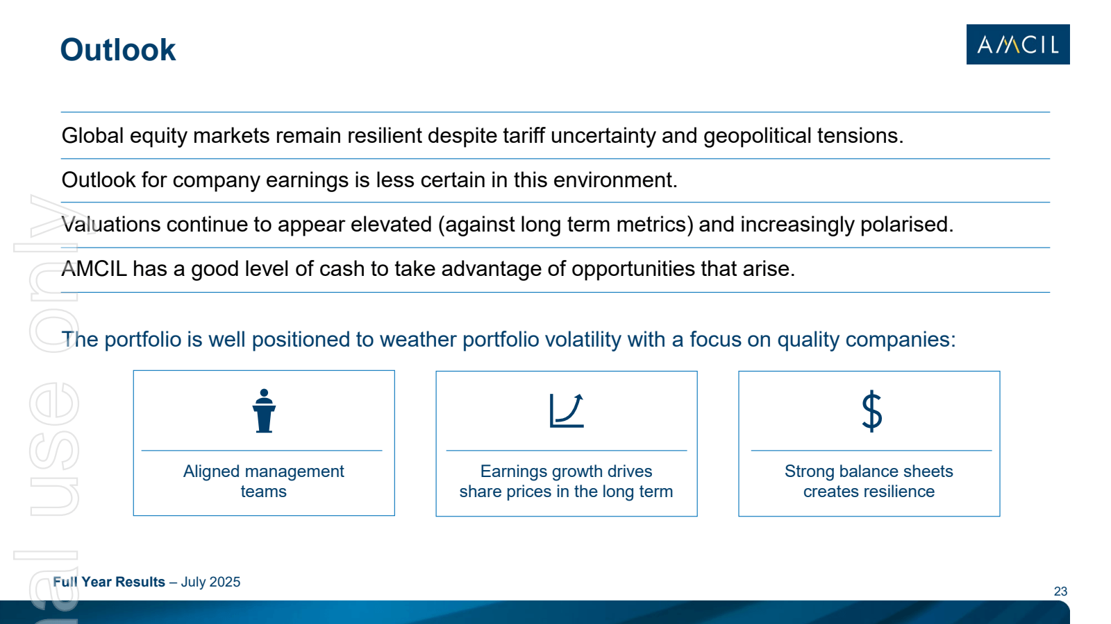 Outlook

Global equi