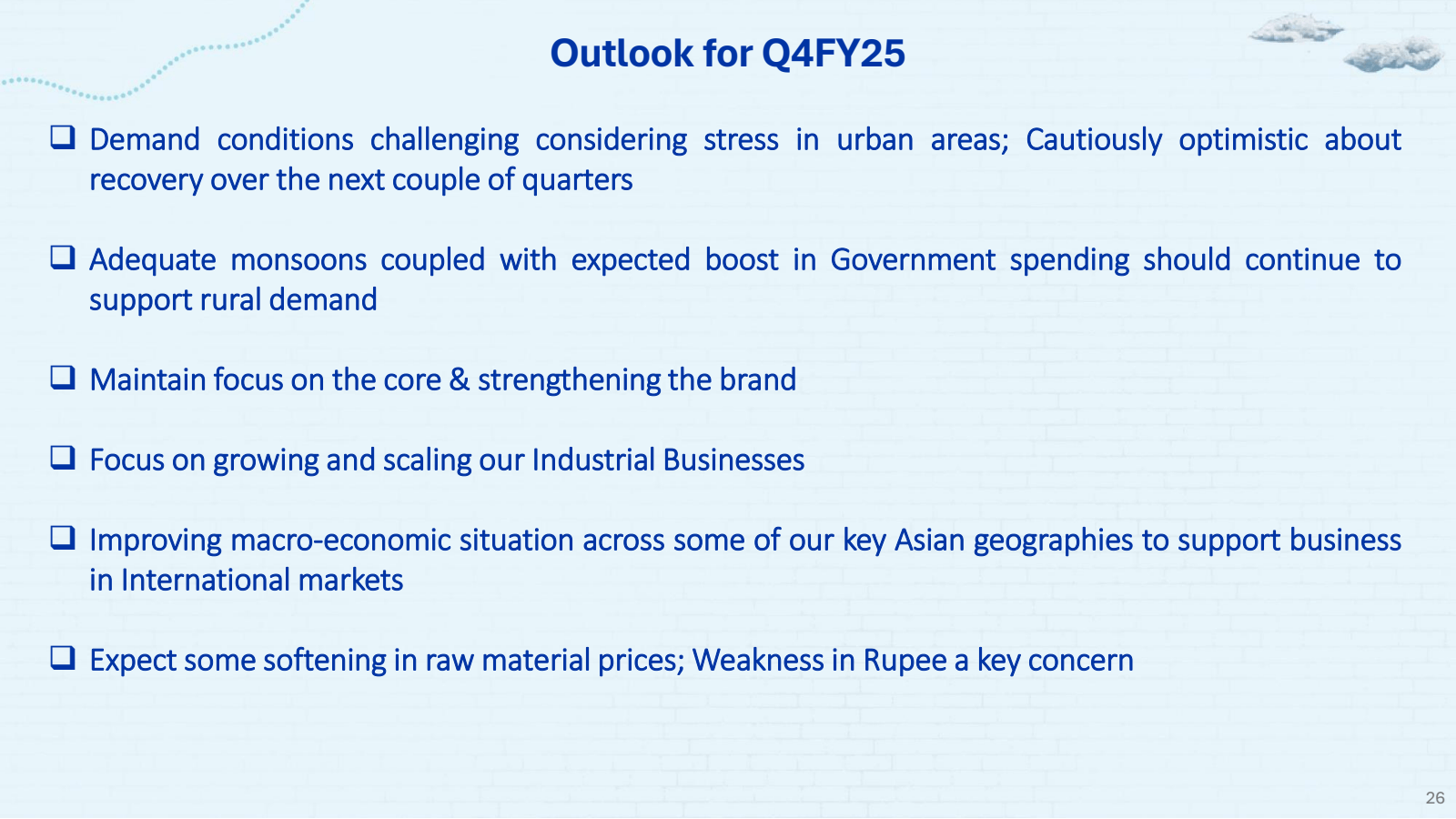 Outlook for Q4FY25 
