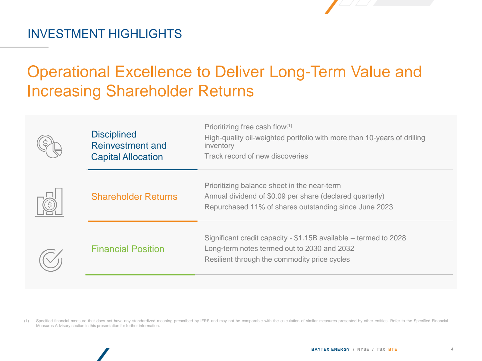 INVESTMENT HIGHLIGHT