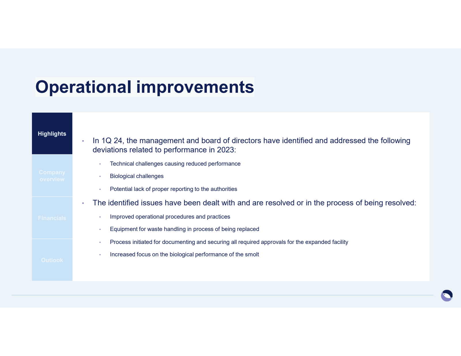 Operational improvem