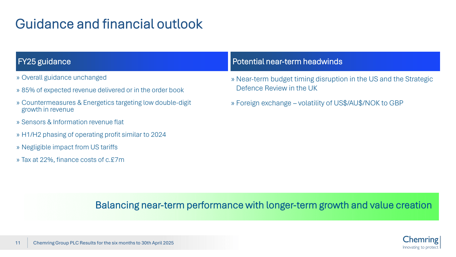Guidance and financi