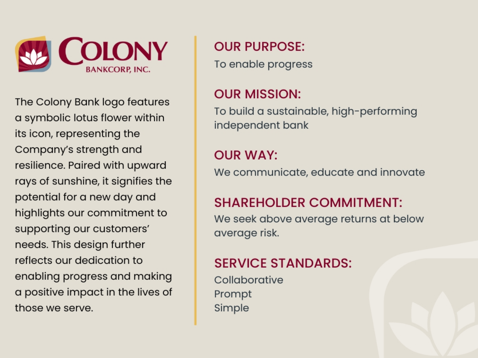 COLONY 
BANKCORP , I