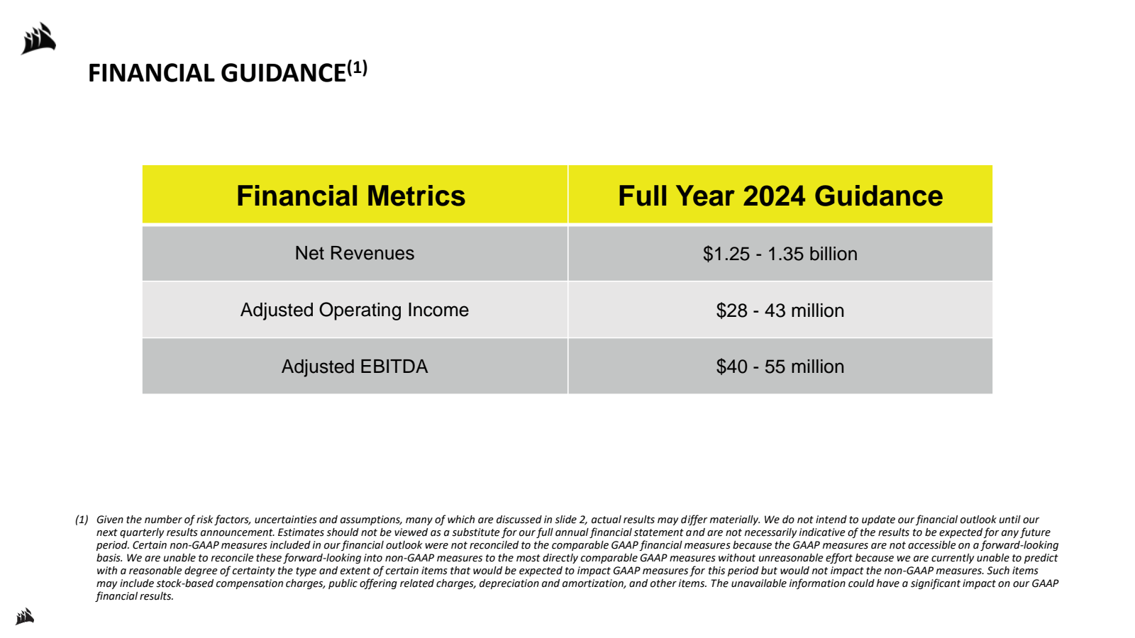 FINANCIAL GUIDANCE (
