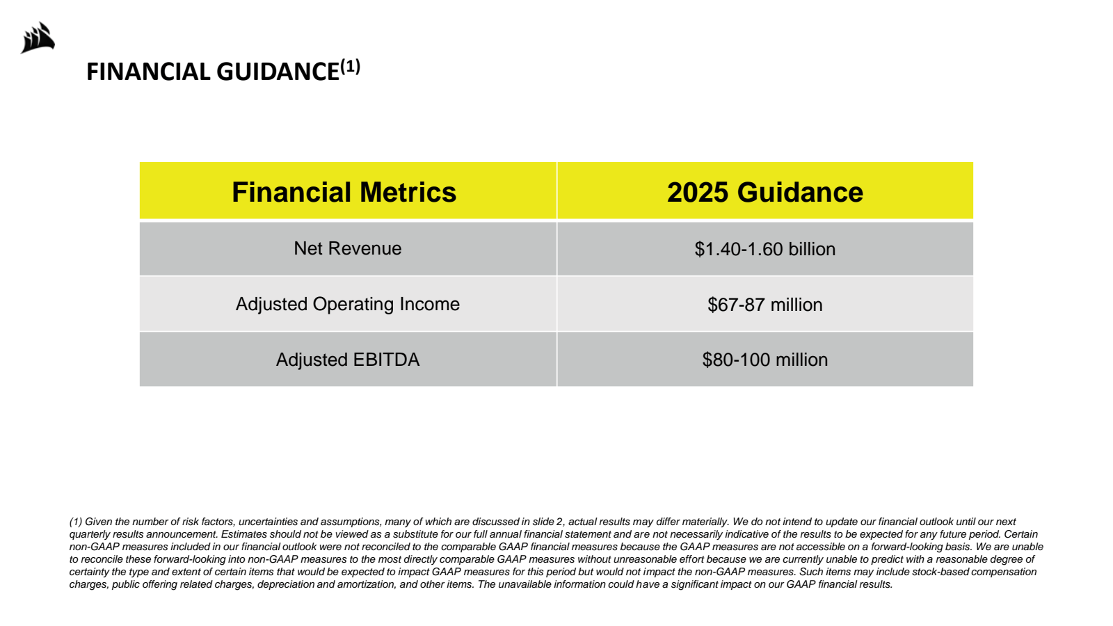 FINANCIAL GUIDANCE (