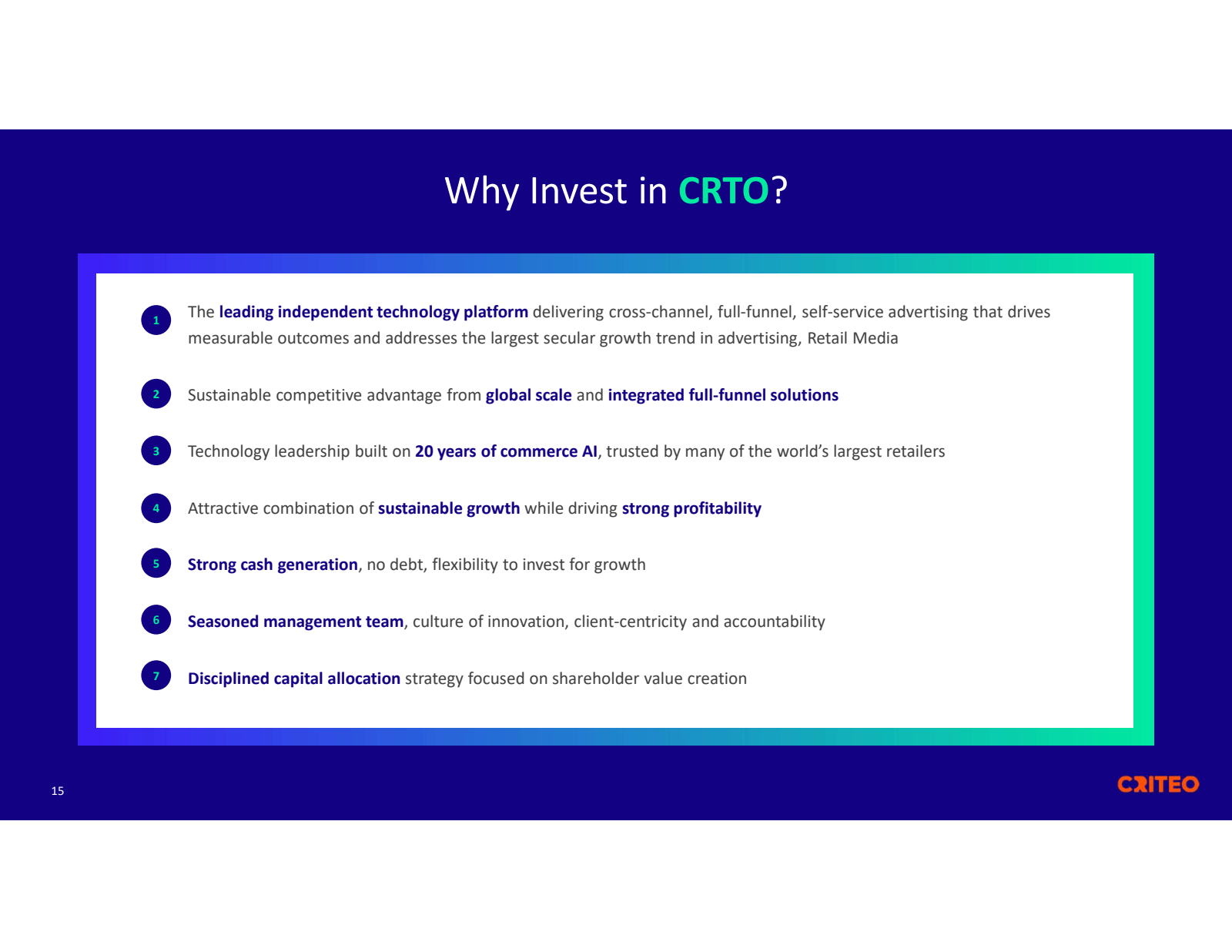 15

Why Invest in CR