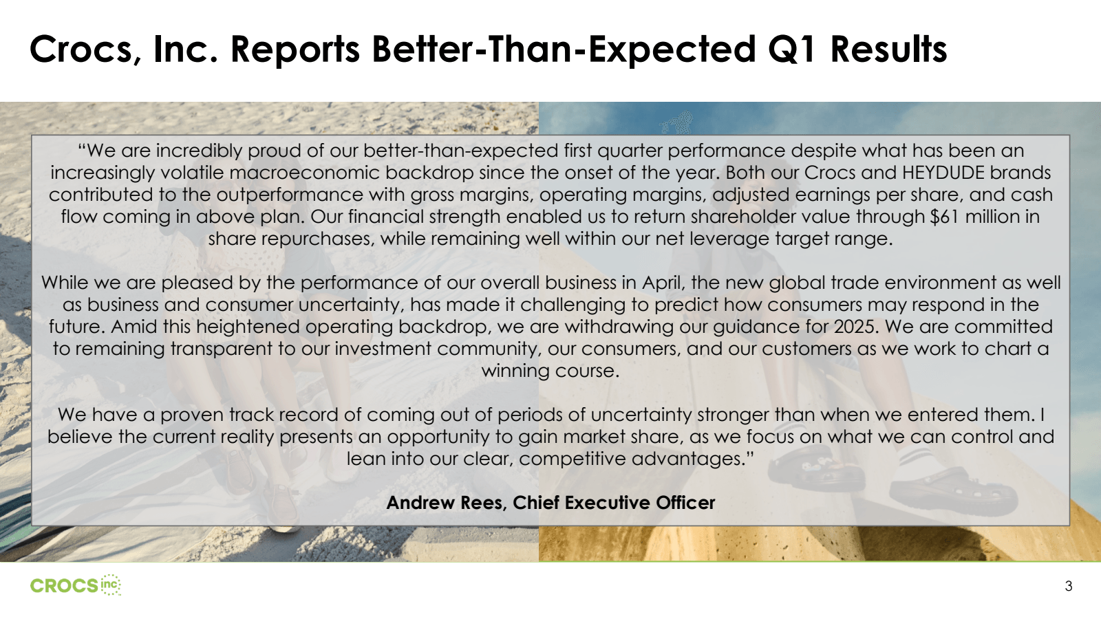 Crocs , Inc. Reports