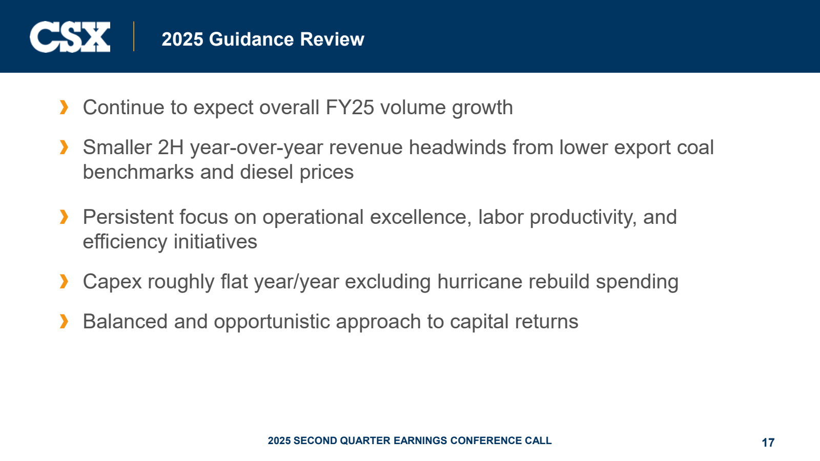 CSX

2025 Guidance R