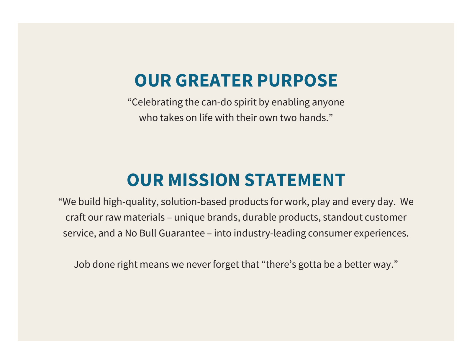 OUR GREATER PURPOSE 
