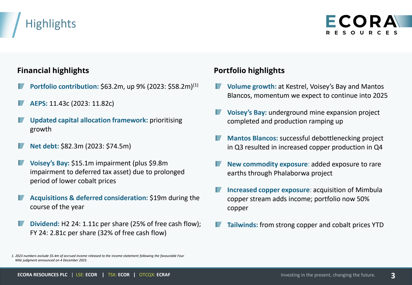 Highlights 

ECORA 
