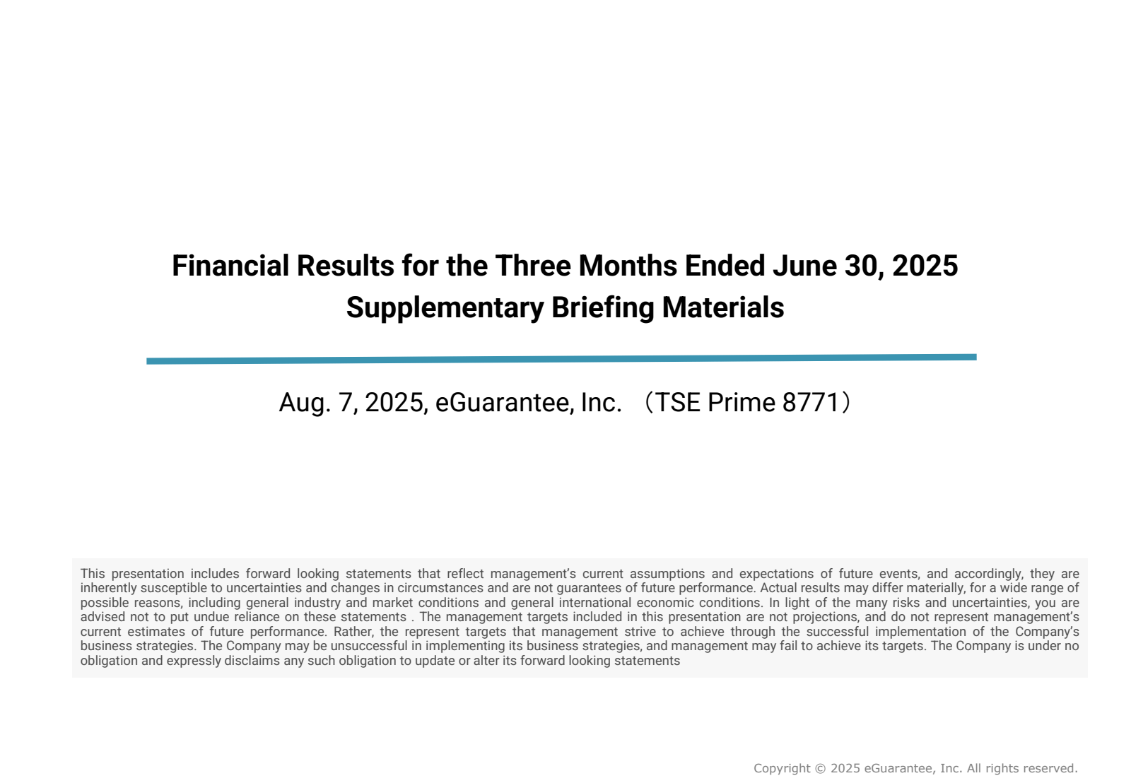 Financial Results fo