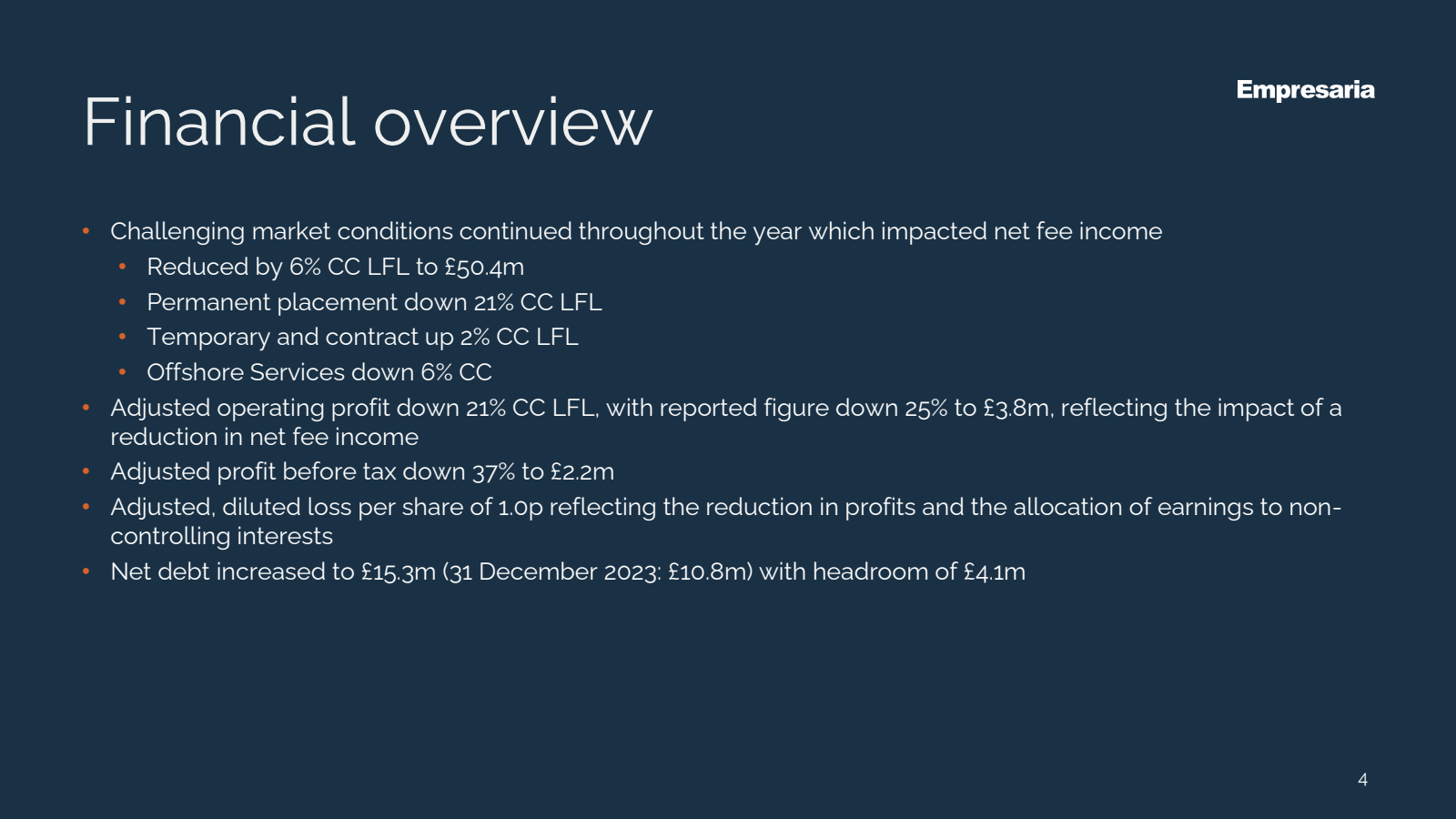 Financial overview 
