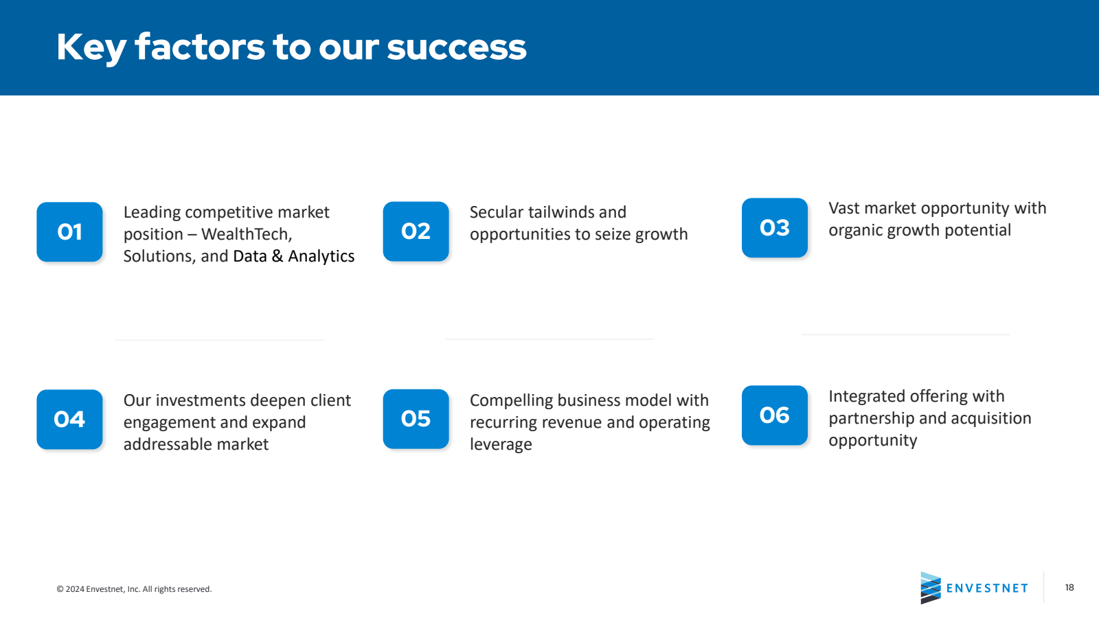 Key factors to our s