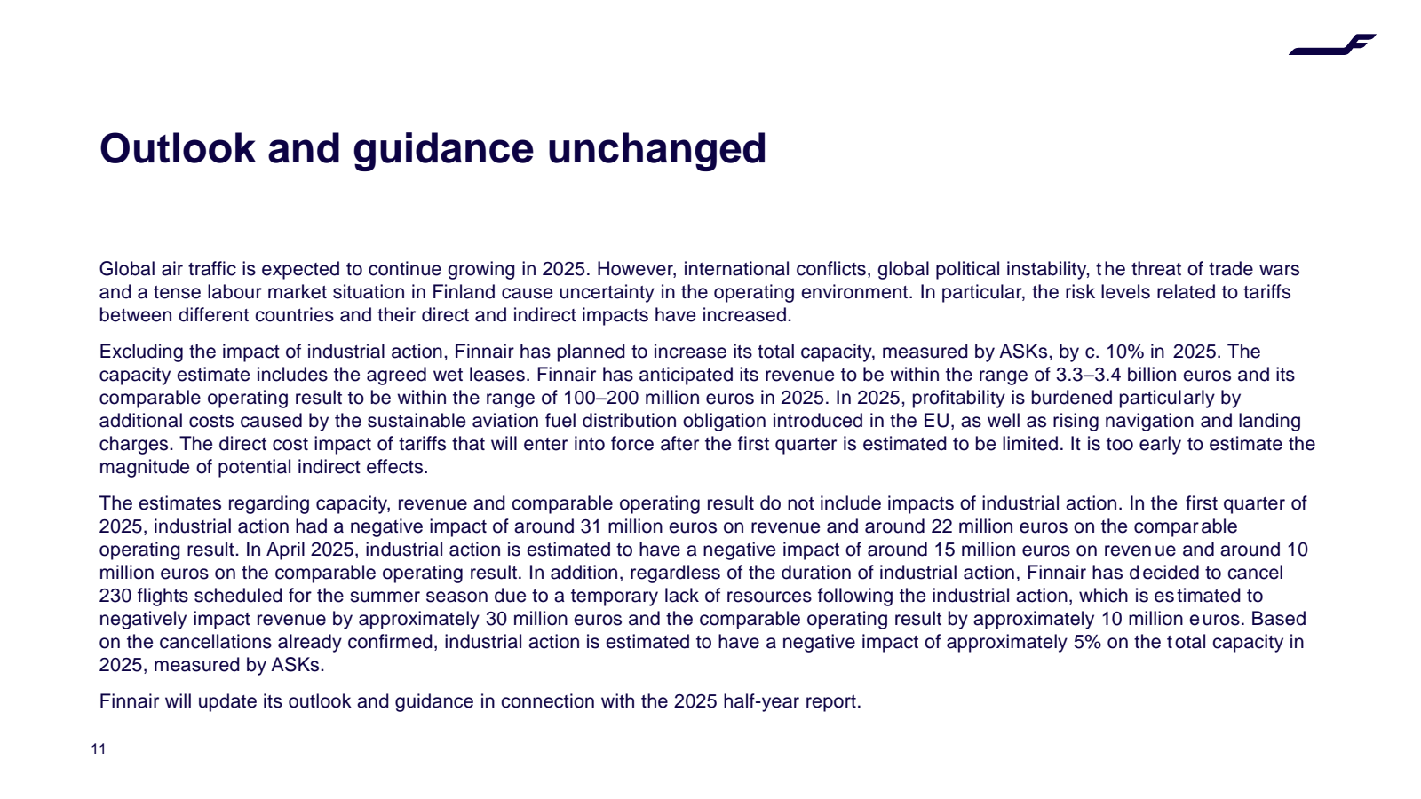 Outlook and guidance