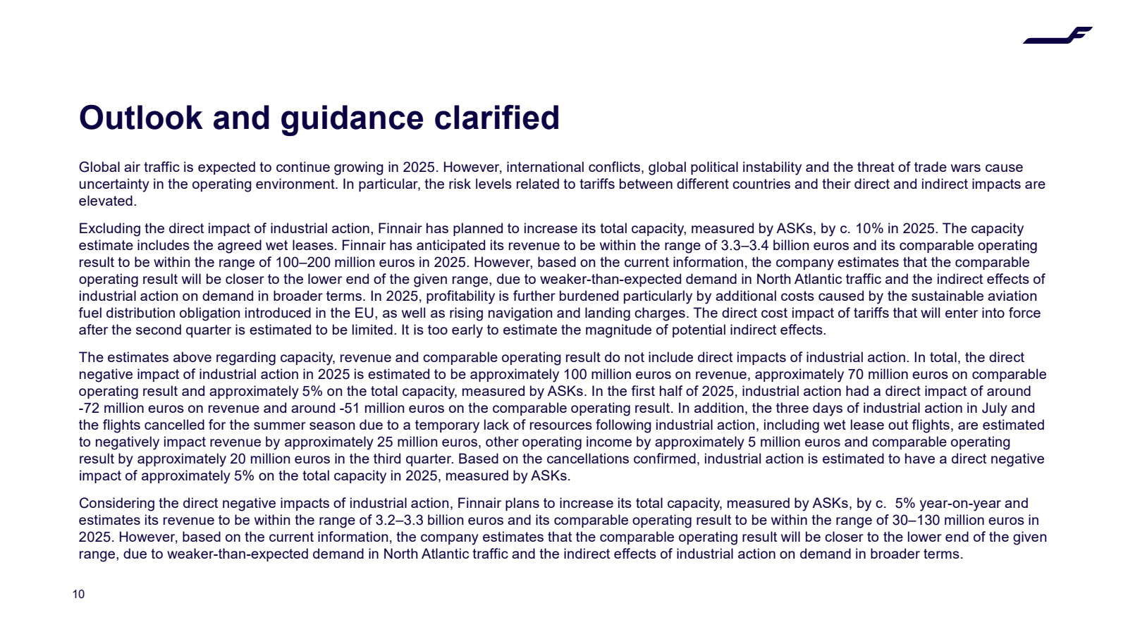 Outlook and guidance