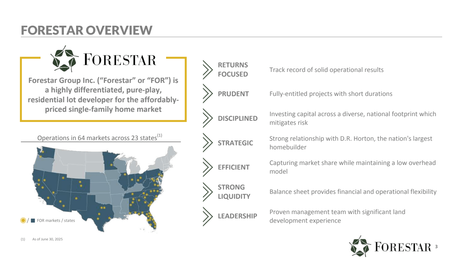FORESTAR OVERVIEW

F