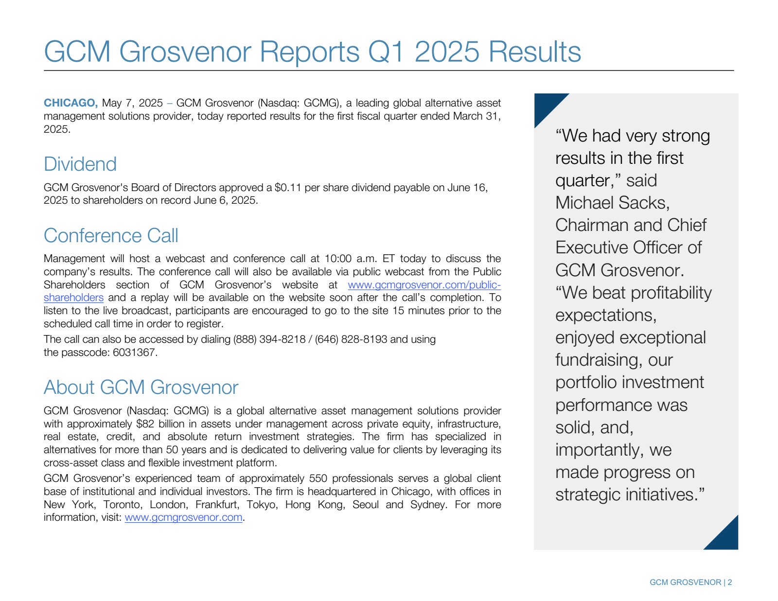 GCM Grosvenor Report