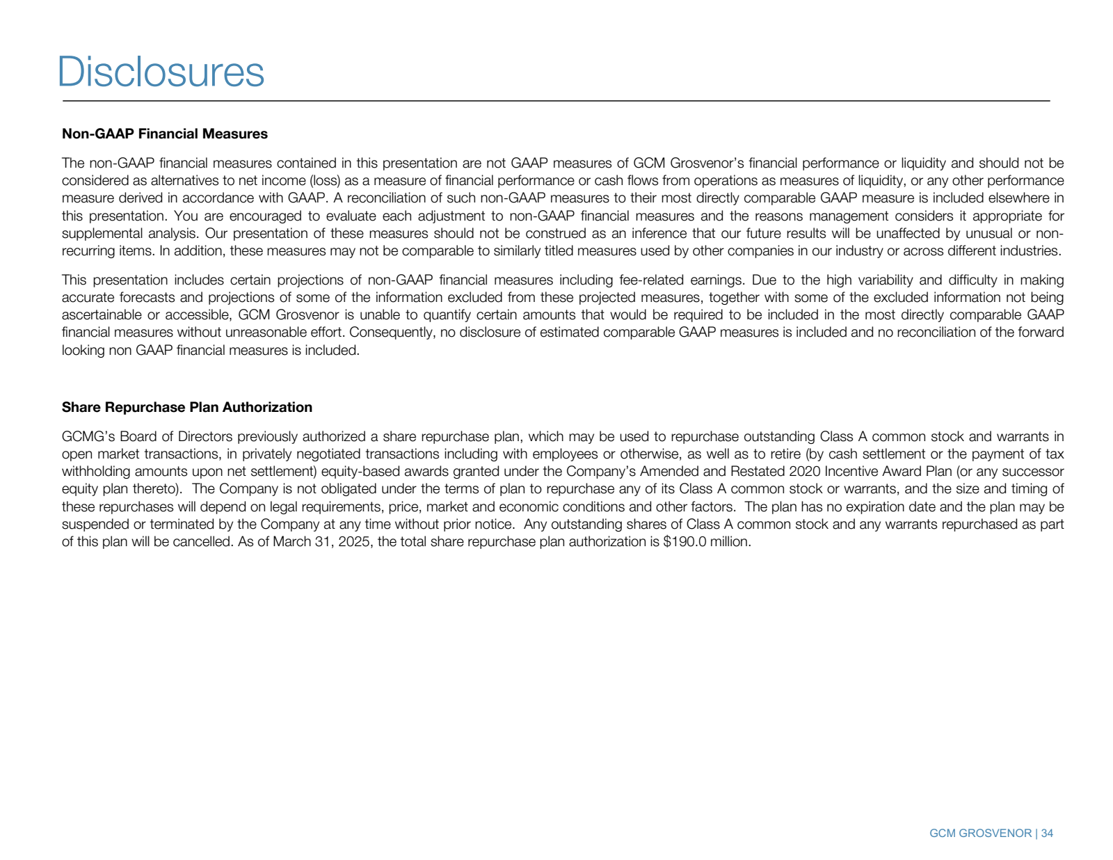 Disclosures 

Non - 