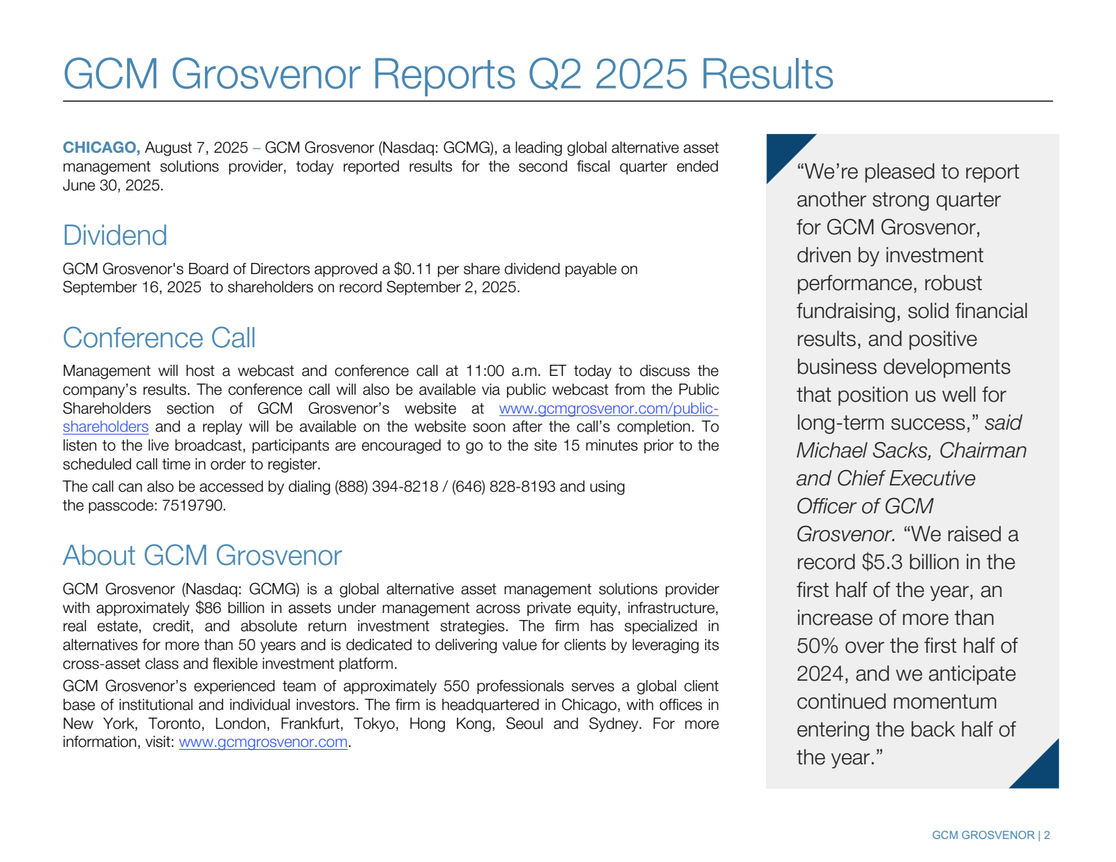 GCM Grosvenor Report