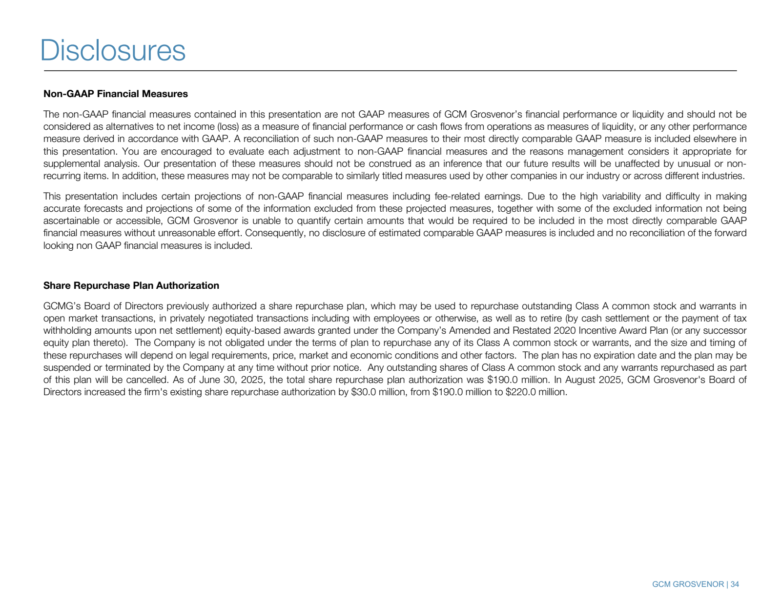 Disclosures

Non - G