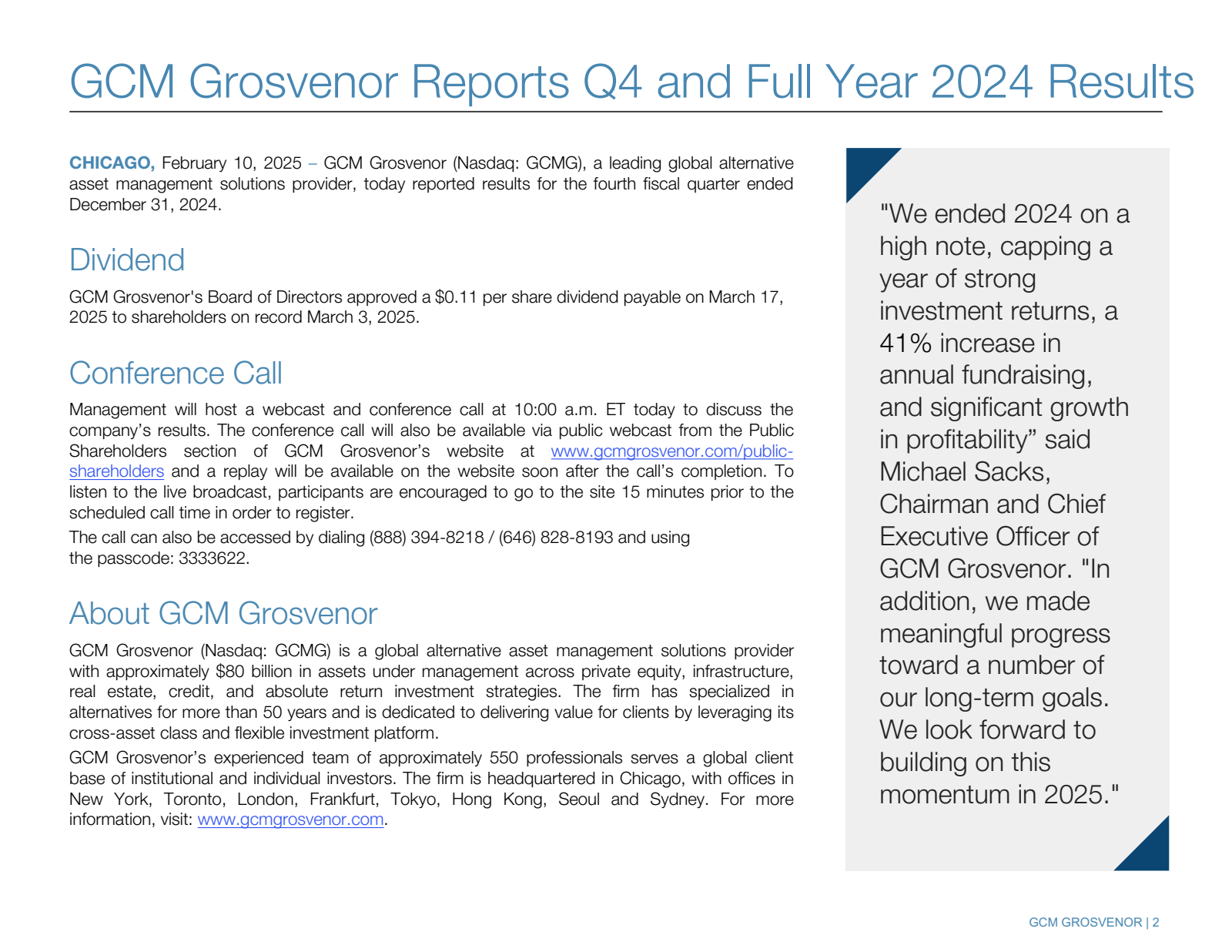 GCM Grosvenor Report