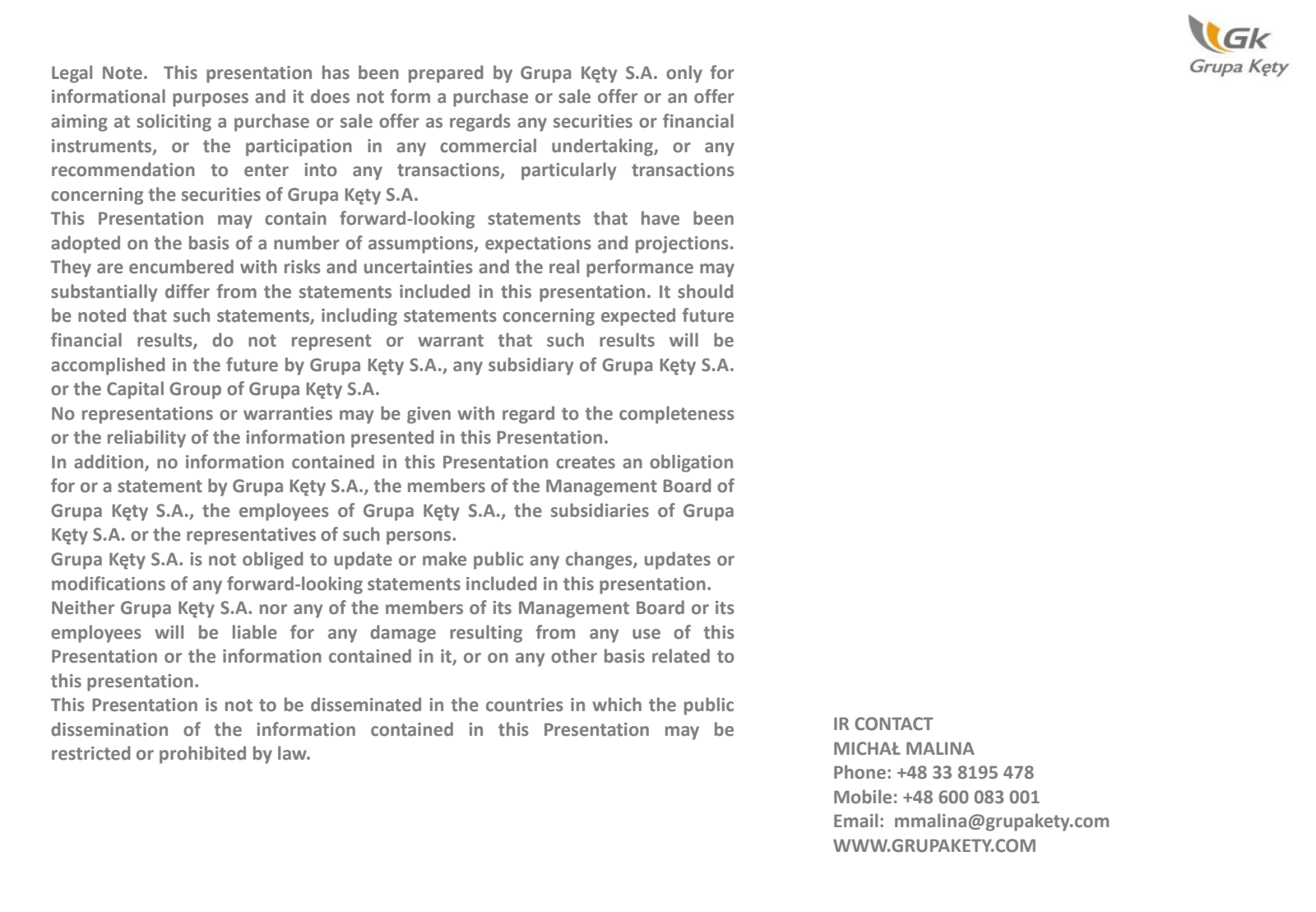 Legal Note . This pr