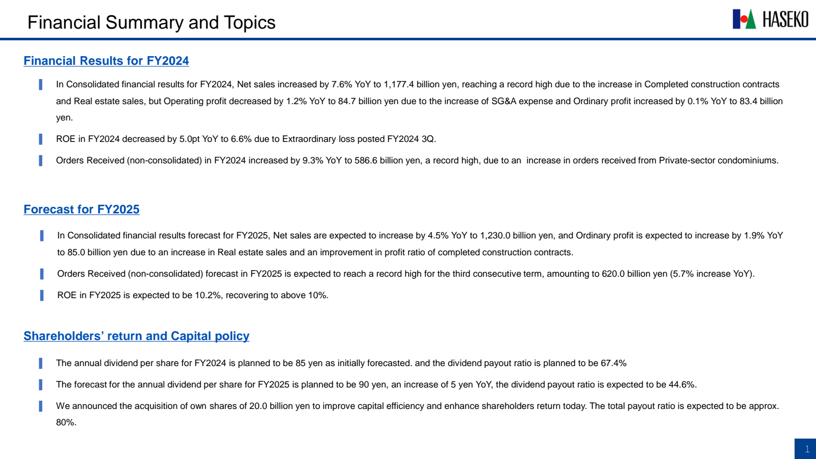 Financial Summary an