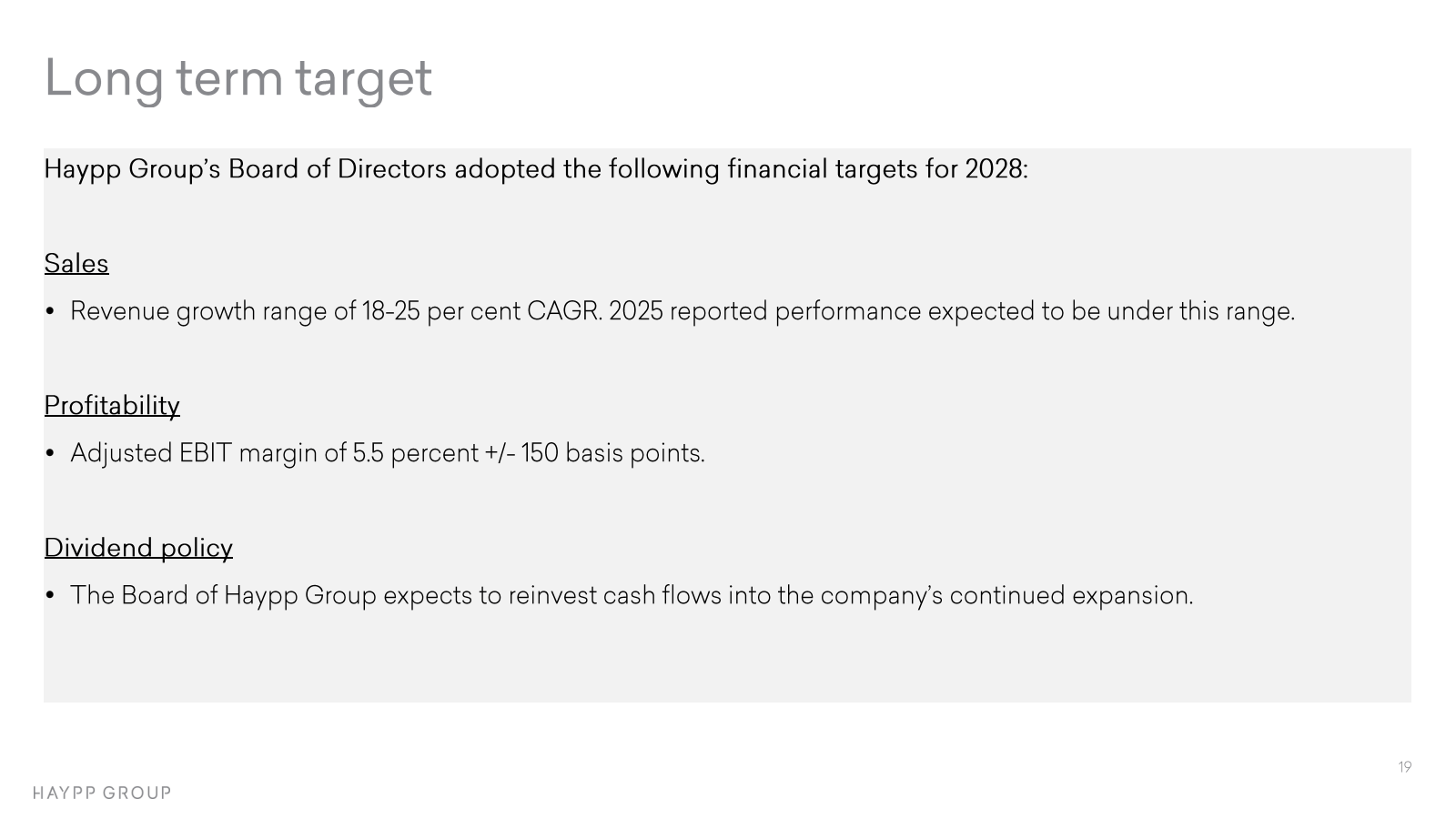 Long term target 

H