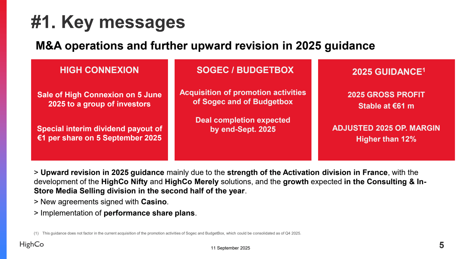 # 1 . Key messages

