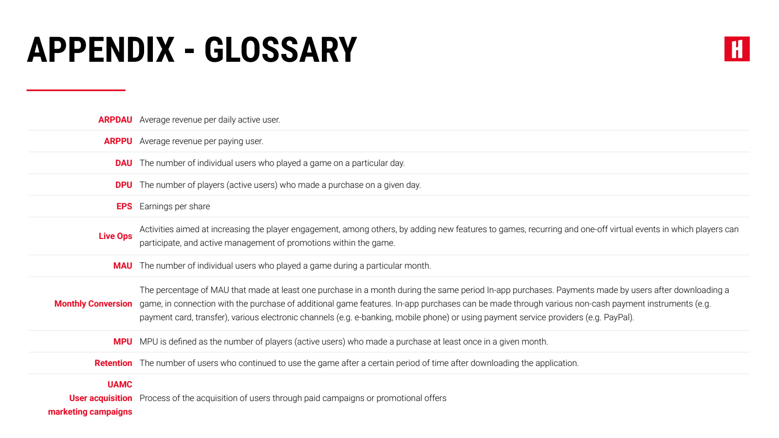 APPENDIX - GLOSSARY 