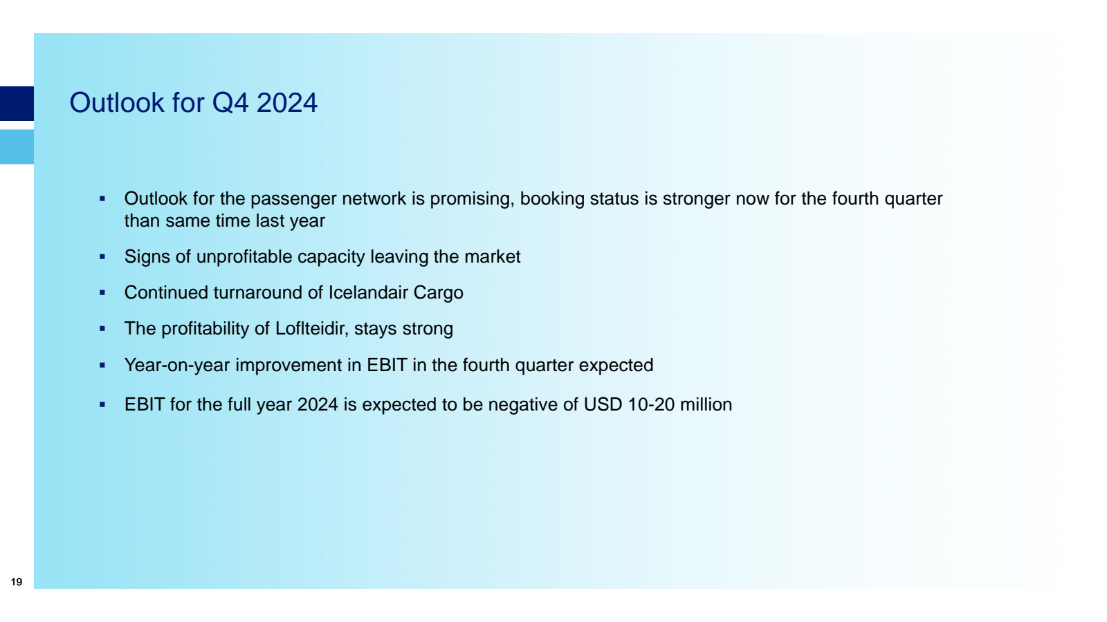 19 

Outlook for Q4 