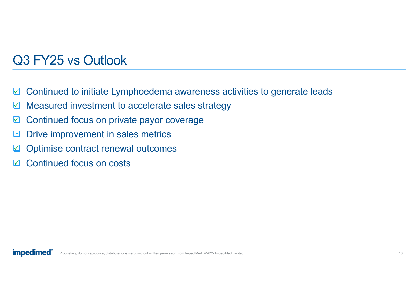 Q3 FY25 vs Outlook 
