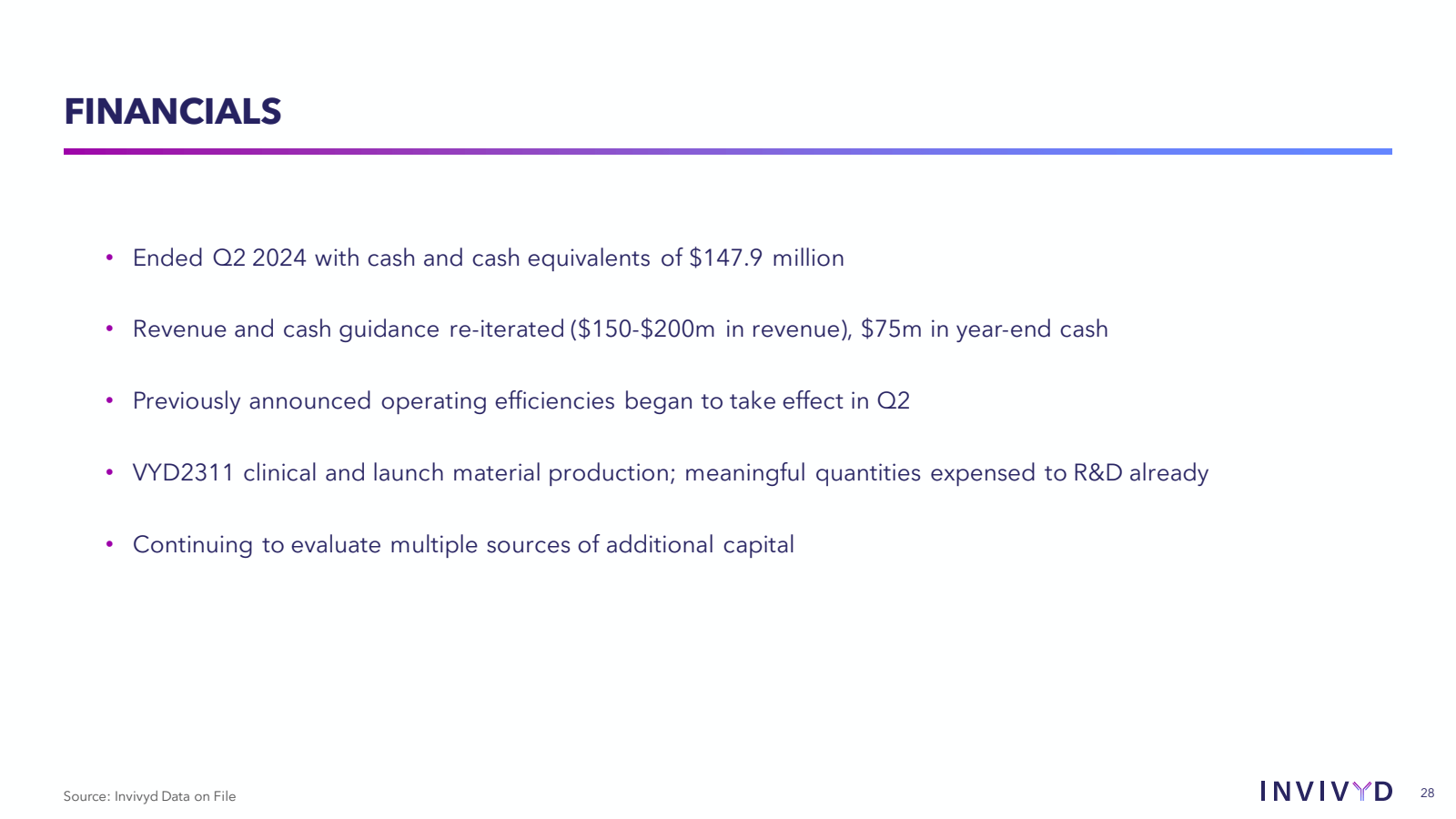 FINANCIALS 

• Ended