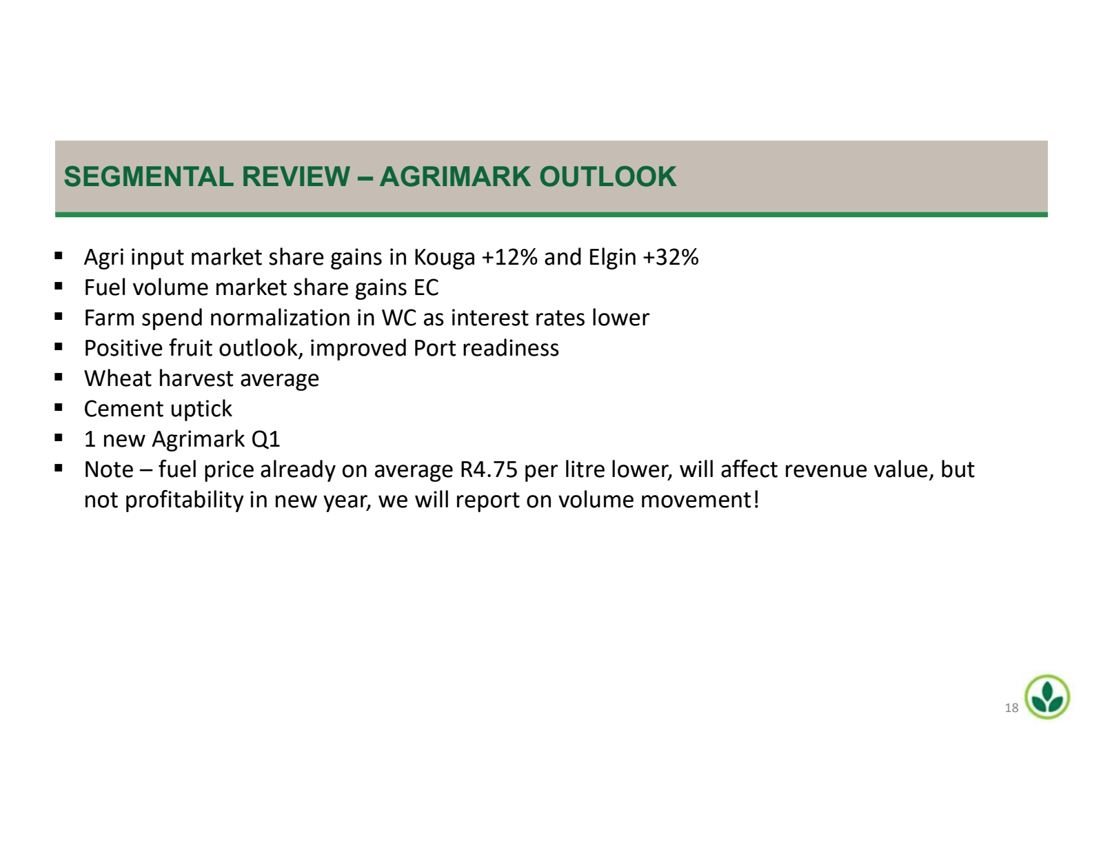 SEGMENTAL REVIEW – A