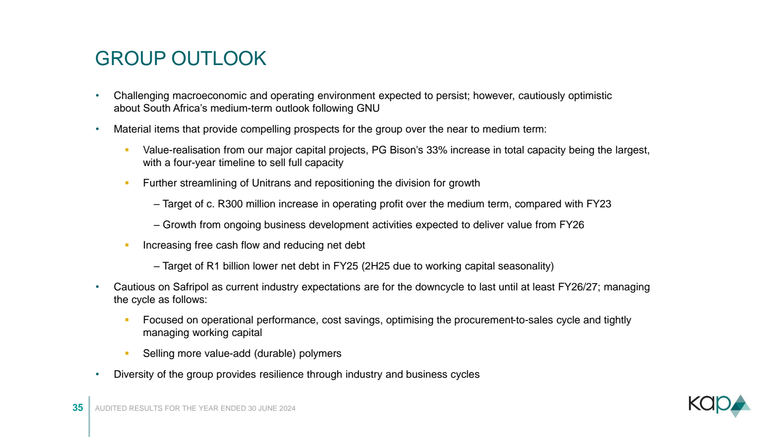 GROUP OUTLOOK 

Chal