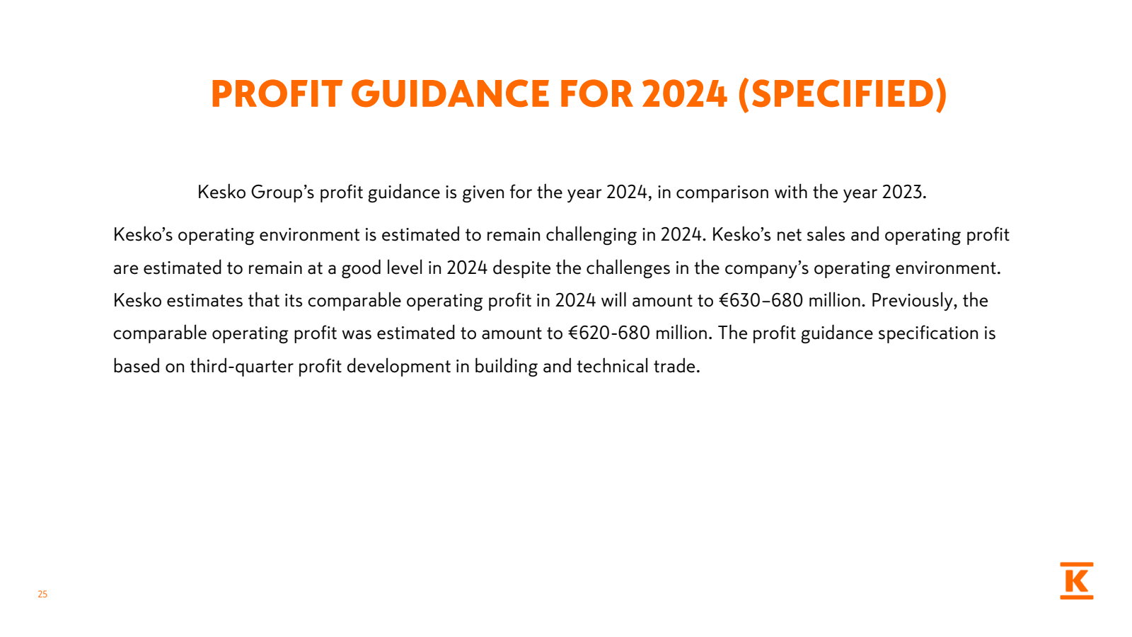 25 

PROFIT GUIDANCE