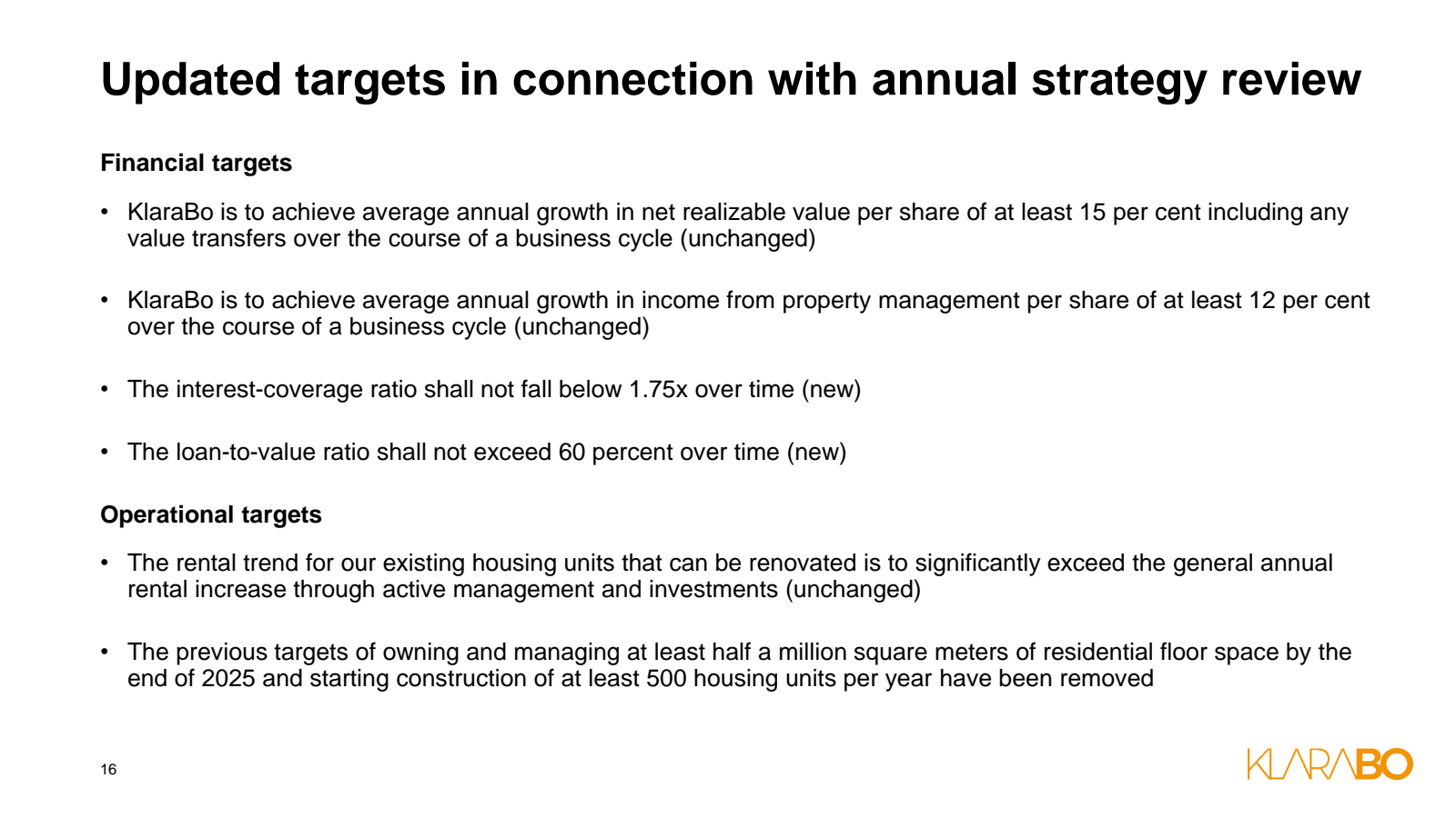 Updated targets in c