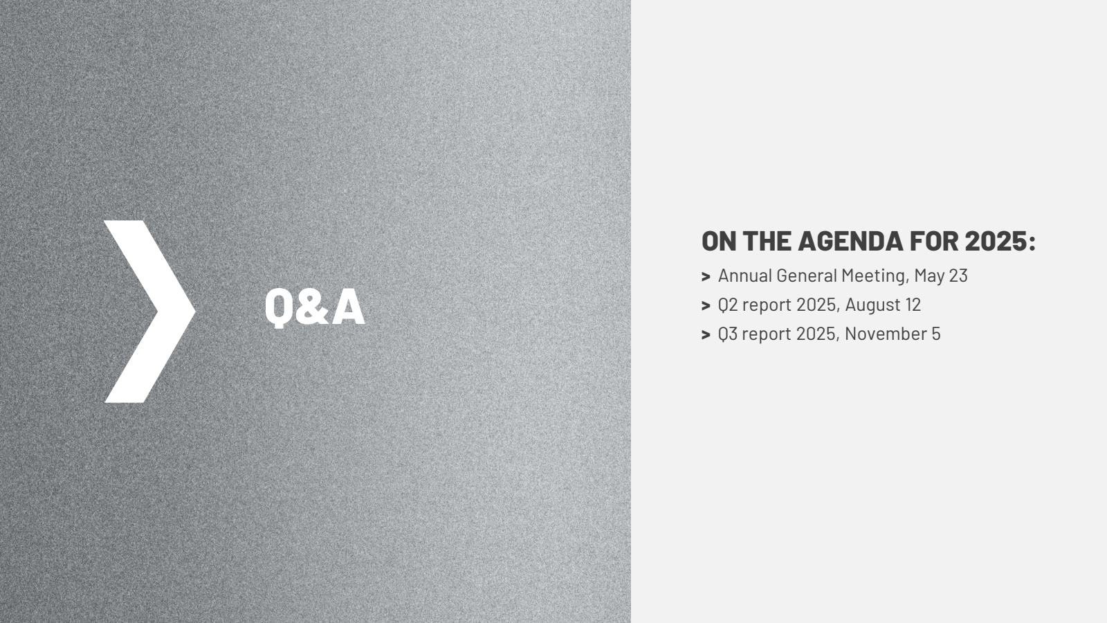 Q & A 

ON THE AGEND