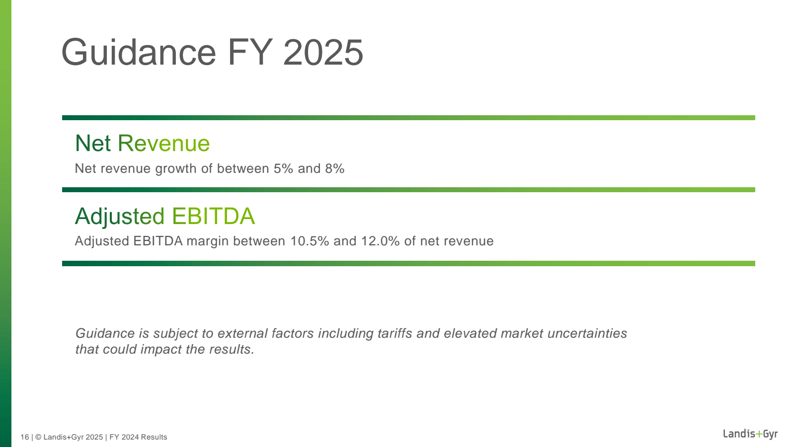 Guidance FY 2025 

N