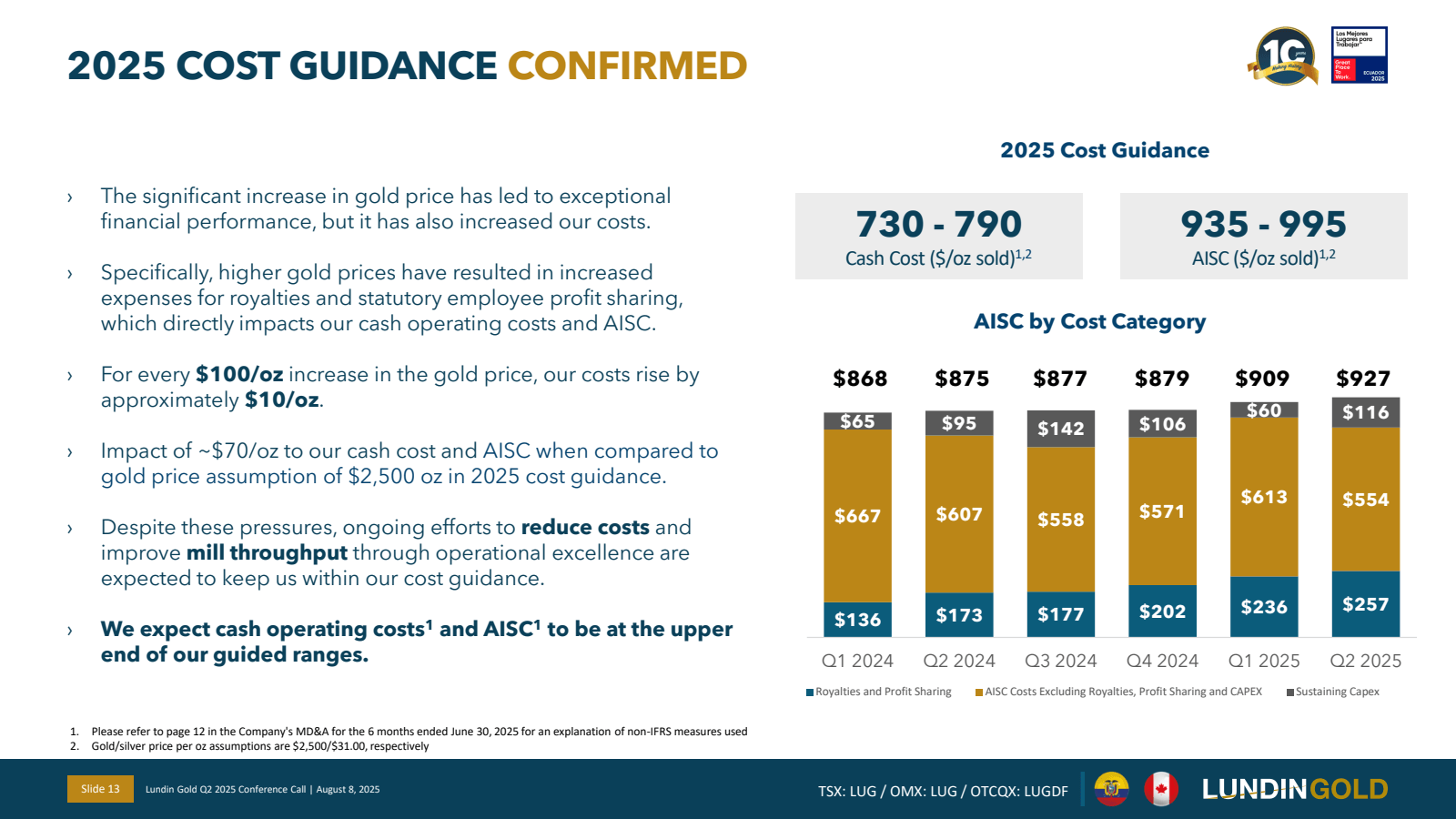 2025 COST GUIDANCE C
