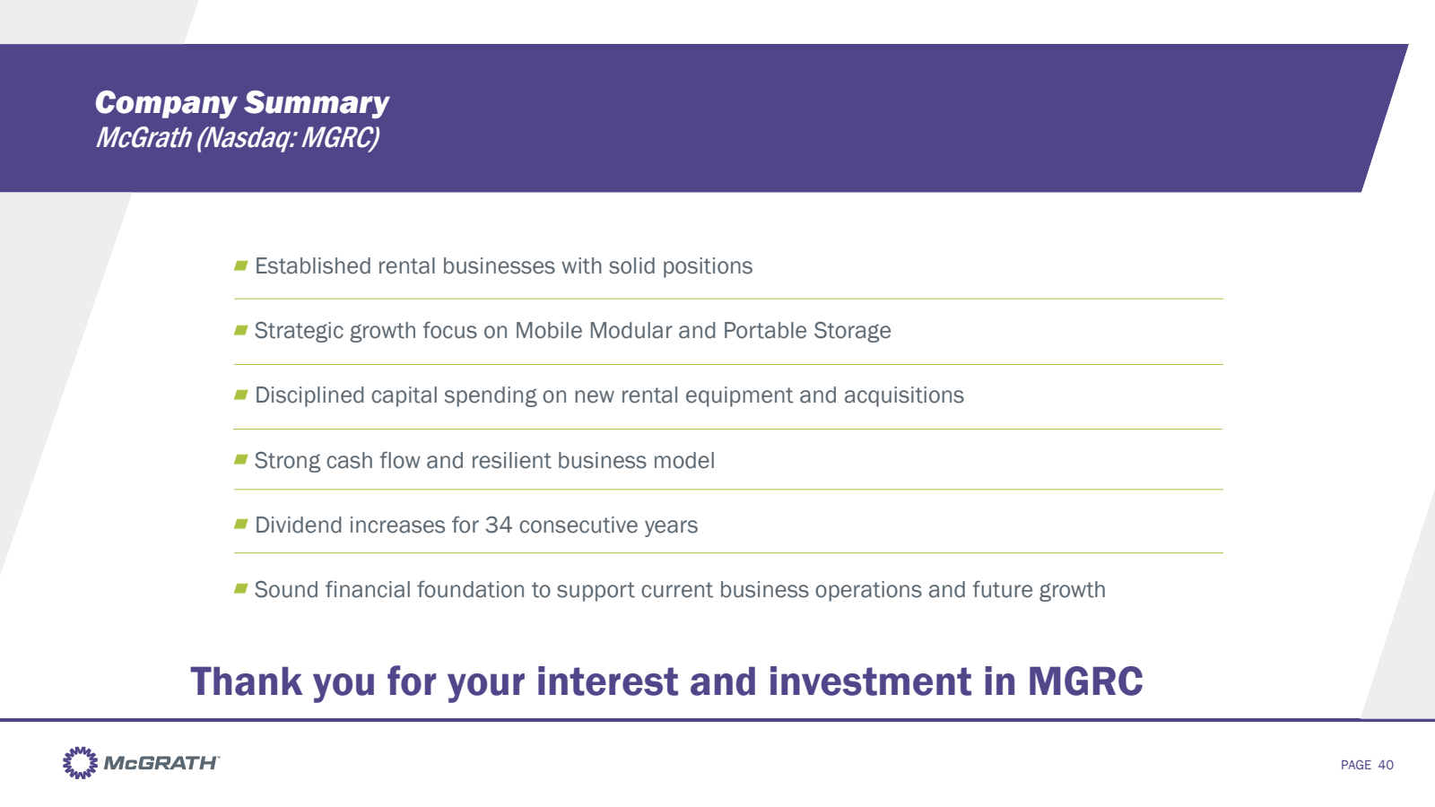 Company Summary McGr