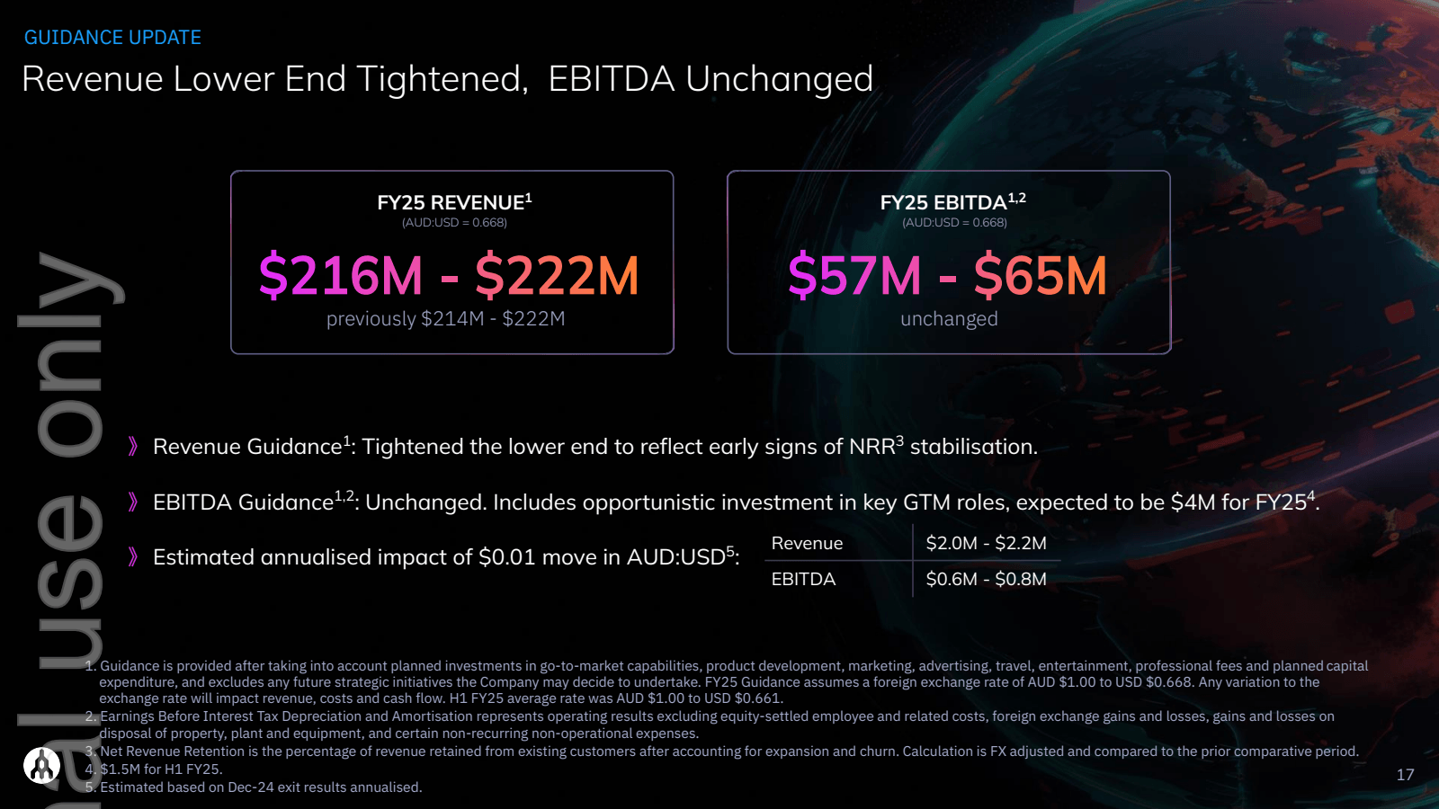 GUIDANCE UPDATE 

Re