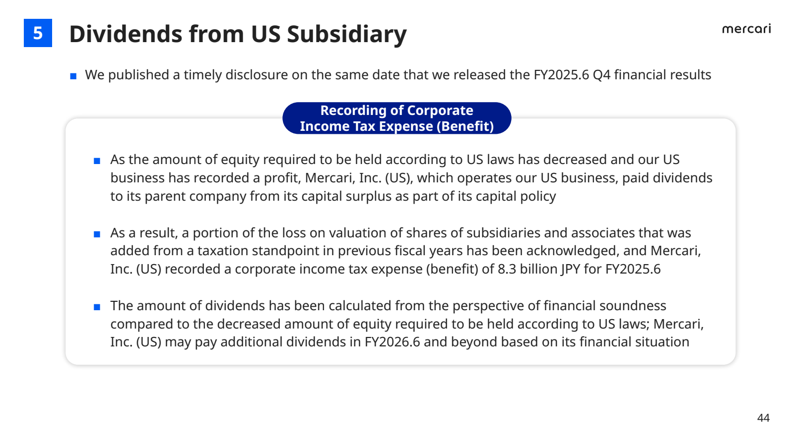 5

Dividends from US