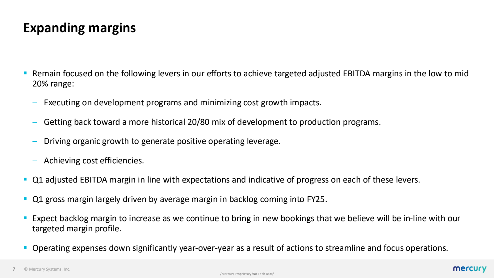 Expanding margins 


