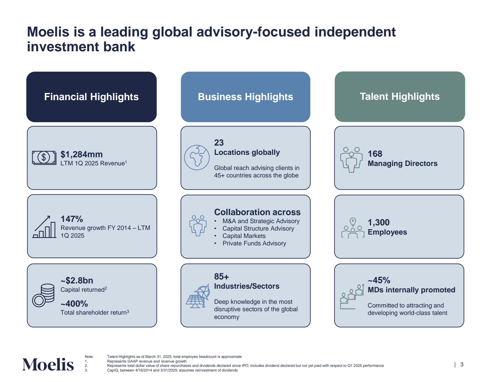 Moelis is a leading 