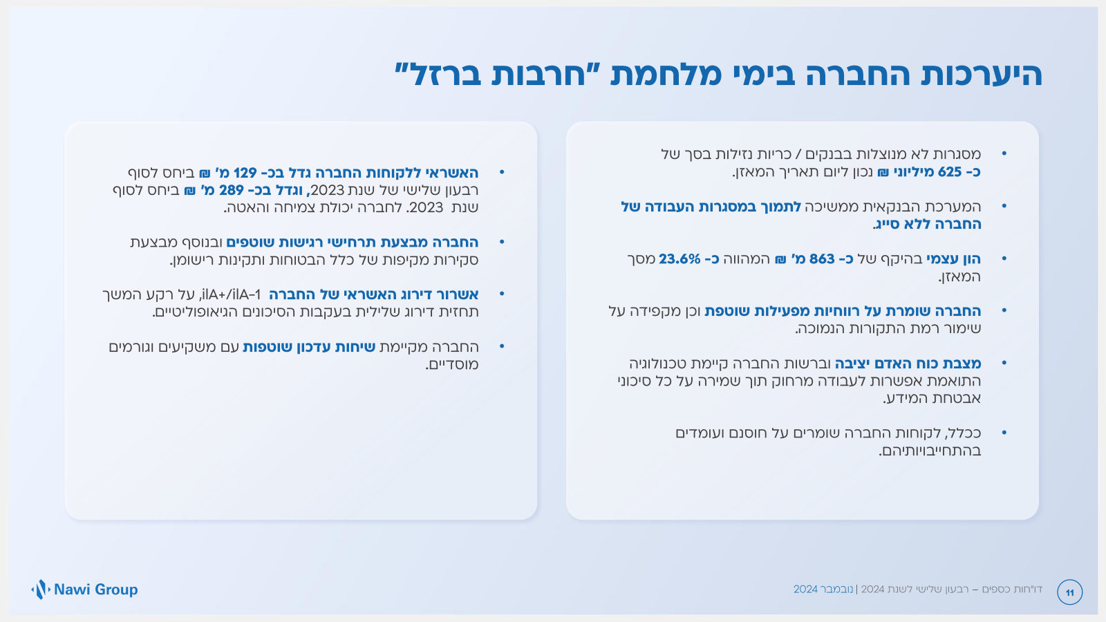 11 

היערכות החברה ב